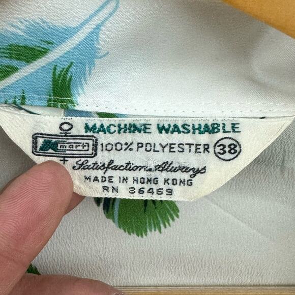 70s Vintage Kmart button up feather print blouse large - Picture 3 of 6